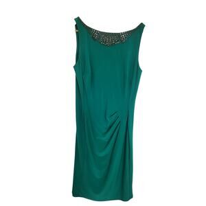 Lauren Ralph Lauren Ruched Stretch Jersey Dress - Emerald Green - Size 10